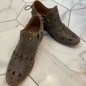 Grey leather boutique booties